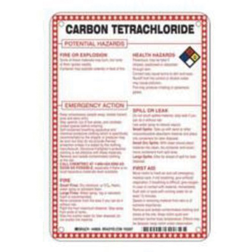 "Carbon Tetrachloride Potential Hazards" Sign