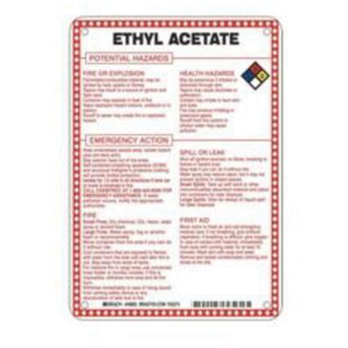 "Ethyl Acetate Potential Hazards" Sign