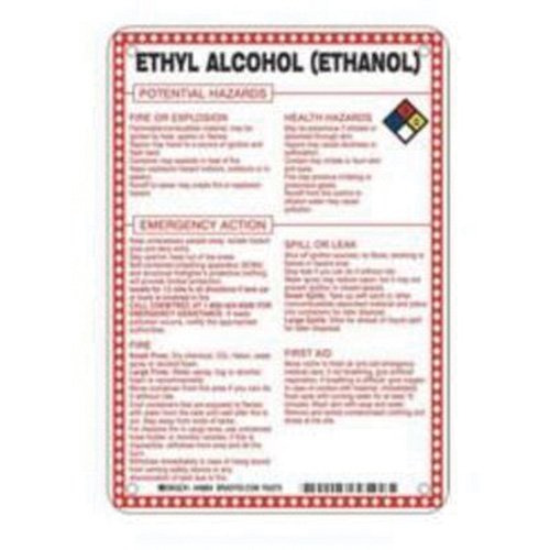 "Ethyl Alcohol (Ethanol) Potential Hazards" Sign