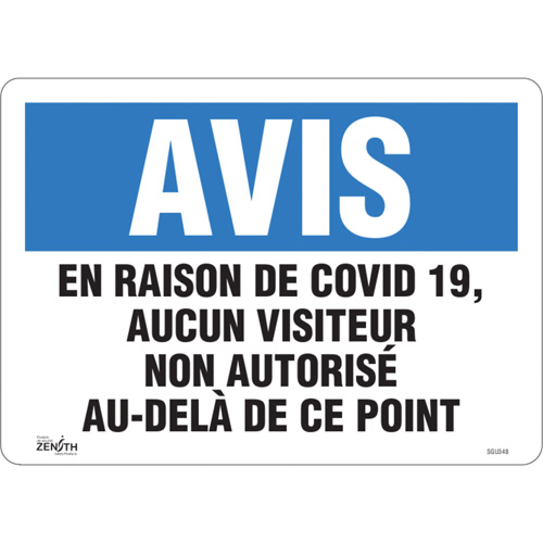 "COVID-19, aucun visiteur non autorisé" Sign