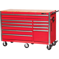 Pro Series Roller Cabinet, 10 Drawers, 55-9/10" W x 24-1/10" D x 39-7/10" H, Red AUW130 | Office Plus