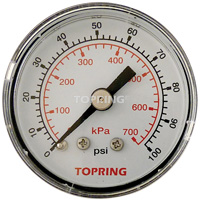 Pressure Gauge, 1-1/2" , 0 - 100 psi, Back Mount, Analogue BT905 | Office Plus