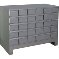 Armoires à tiroirs industriels avec base, 30 tiroirs, 34-1/8" la x 12-1/4" p x 26-7/8" h, Gris FI356 | Office Plus