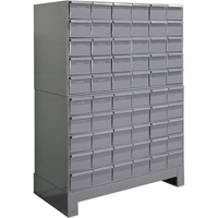 Armoires à tiroirs industriels avec base, 60 tiroirs, 34-1/8" la x 12-1/4" p x 48-1/8" h, Gris FI357 | Office Plus