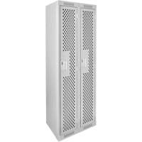 Clean Line™ Lockers, Bank of 2, 24" x 15" x 72", Steel, Grey, Rivet (Assembled), Perforated FK693 | Office Plus