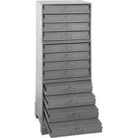 Modular Compartment Drawer Box Rack, Steel, 12 Drawers, 20-3/8" x 16" x 60-1/8", Grey FN372 | Office Plus