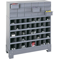 Unité de stockage modulaire pour petites pièces, Acier, 18 tiroirs, 33-3/4" x 12-1/4" x 40-1/2", Gris FN374 | Office Plus