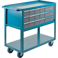 Drawer Shelf Cart, 1200 lbs. Capacity, Steel, 18" x W, 35" x H, 36" D, Rubber Wheels, All-Welded, 18 Drawers MA245 | Office Plus