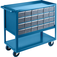 Drawer Shelf Cart, 1200 lbs. Capacity, Steel, 18" x W, 35" x H, 36" D, Rubber Wheels, All-Welded, 24 Drawers MA246 | Office Plus