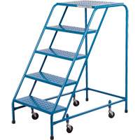Rolling Step Ladder with Locking Step, 5 Steps, 22" Step Width, 46" Platform Height, Steel MA615 | Office Plus