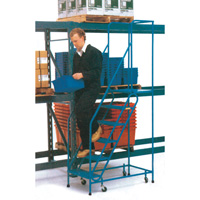 Rolling Step Ladder with Spring-Loaded Front Casters, 6 Steps, 22" Step Width, 55" Platform Height, Steel MA617 | Office Plus