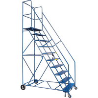 Rolling Step Ladder with Locking Step and Spring-Loaded Front Casters, 10 Steps, 30" Step Width, 89" Platform Height, Steel MA623 | Office Plus