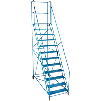 Rolling Step Ladder with Locking Step and Spring-Loaded Front Casters, 12 Steps, 30" Step Width, 109" Platform Height, Steel MA624 | Office Plus