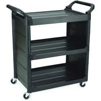Bussing Cart with End Panels, 3 Tiers, 18-5/8" x 36-5/8" x 33-5/8", 150 lbs. Capacity MN605 | Office Plus