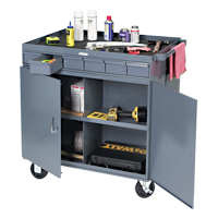 Heavy-Duty Two-Sided Mobile Work Station, 1200 lbs. Capacity, Steel, 34" x W, 34" x H, 24" D, All-Welded, 6 Drawers MO070 | Office Plus