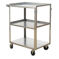 Shelf Carts, 3 Tiers, 15-1/2" W x 32-1/8" H x 24" D, 300 lbs. Capacity MO250 | Office Plus