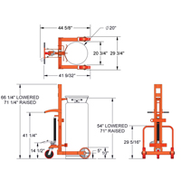 Hydraulic Large Liquid Gas Cylinder Cart HLCC, Polyurethane Wheels, 20" W x 20" D Base, 1000 lbs. MO347 | Office Plus