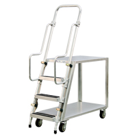 Aluminum Stock Picking Ladder Cart, Aluminum, 22" W x 51-1/2" D, 2 Shelves, 800 lbs. Capacity MO458 | Office Plus