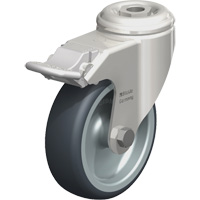 Stainless Steel Thermoplastic Elastomer Caster, Swivel with Brake, 4" (102 mm) Dia., 240 lbs. (108 kg.) Capacity MO690 | Office Plus