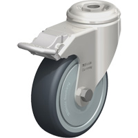 Stainless Steel Thermoplastic Elastomer Caster, Swivel with Brake, 4" (102 mm) Dia., 240 lbs. (108 kg.) Capacity MO691 | Office Plus