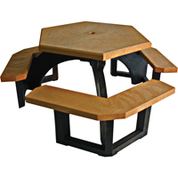 Tables de pique-nique hexagonales en plastique recyclé, 78" lo x 78" la, Cèdre NJ130 | Office Plus