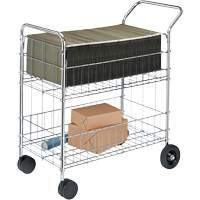 Wire Mail Cart, 200 lbs. Capacity, Chrome, 19" D x 30" L x 39-1/4" H, Chrome Plated OB185 | Office Plus