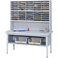 E-z Sort<sup>®</sup> Mailroom Furniture-sorting Tables With Shelf-base Table With Shelf, 60" W x 28" D x 36" H, Laminate OD938 | Office Plus