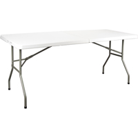 Table se pliant en deux, Rectangulaire, 72" l x 30" la, Polyéthylène, Blanc ON601 | Office Plus