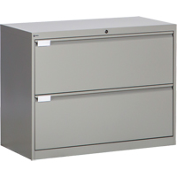 Lateral Filing Cabinet, Steel, 2 Drawers, 36" W x 18" D x 27-7/8" H, Grey OP215 | Office Plus