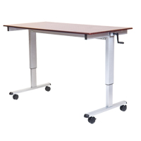 Adjustable Stand-Up Workstations, Stand-Alone Desk, 48-1/2" H x 48" W x 32-1/2" D, Walnut OP282 | Office Plus