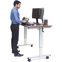 Adjustable Stand-Up Workstations, Stand-Alone Desk, 48-1/2" H x 59" W x 29-1/2" D, Walnut OP283 | Office Plus