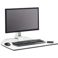 Bureau électrique assis/debout Soar<sup>MC</sup> avec bras d’écran simple, Modèle de bureau, 36" h x 27-3/4" la x 22" p, Blanc OQ925 | Office Plus