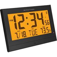 Large Self-Setting Clock, Digital, Plug-in, Black OR486 | Office Plus