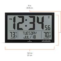 Self-Setting Full Calendar Clock with Extra Large Digits, Digital, Battery Operated, Black OR497 | Office Plus