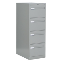 Vertical Filing Cabinet with Recessed Drawer Handles, 4 Drawers, 18.15" W x 26.56" D x 52" H, Grey OTE625 | Office Plus