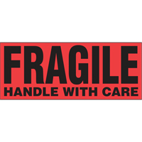"Fragile Handle with Care" Special Handling Labels, 5" L x 2" W, Black on Red PB419 | Office Plus