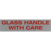 "Glass Handle with Care" Special Handling Labels, 5" L x 2" W, Black on Red PB420 | Office Plus