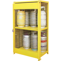 Gas Cylinder Cabinets, 12 Cylinder Capacity, 44" W x 30" D x 74" H, Yellow SAF847 | Office Plus