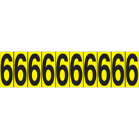 Individual Adhesive Number Markers, 6, 1-15/16" H, Black on Yellow SC837 | Office Plus