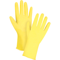 Premium Canary Yellow Chemical-Resistant Gloves, Size Medium/8, 12" L, Rubber Latex, Flock-Lined Inner Lining, 15-mil SEF205 | Office Plus