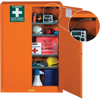 Armoires de rangement pour préparation aux situations d'urgence, Acier, 4 Tablettes, 65" h x 43" la x 18" P, Orange SEG861 | Office Plus