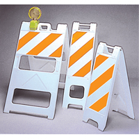 Barricades, Folding, 25" L x 45" H, Orange/White SEK538 | Office Plus