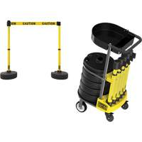 PLUS Barrier Post Cart Kit with Tray, 75' L, Metal, Yellow SGI791 | Office Plus