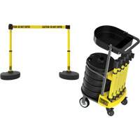 PLUS Barrier Post Cart Kit with Tray, 75' L, Metal, Yellow SGI793 | Office Plus