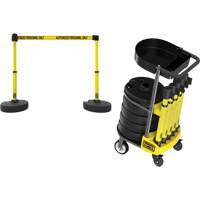PLUS Barrier Post Cart Kit with Tray, 75' L, Metal, Yellow SGI795 | Office Plus