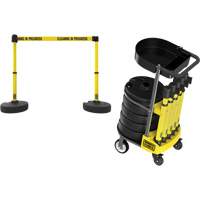 PLUS Barrier Post Cart Kit with Tray, 75' L, Metal, Yellow SGI796 | Office Plus