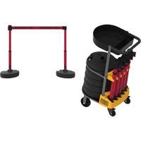 PLUS Barrier Post Cart Kit with Tray, 75' L, Metal, Red SGI801 | Office Plus
