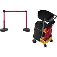 PLUS Barrier Post Cart Kit with Tray, 75' L, Metal, Red SGI802 | Office Plus