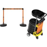 PLUS Barrier Post Cart Kit with Tray, 75' L, Metal, Orange SGI810 | Office Plus