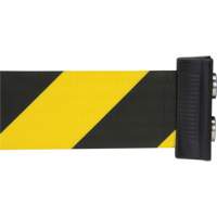 Wall Mount Barrier with Magnetic Tape, Steel, Screw Mount, 7', Black and Yellow Tape SGR017 | Office Plus